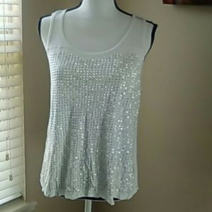 White Sequins Tank / Size Medium